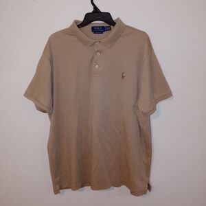 Men's Polo Ralph Lauren Beige Polo Short Sleeve Classic Fit Shirt